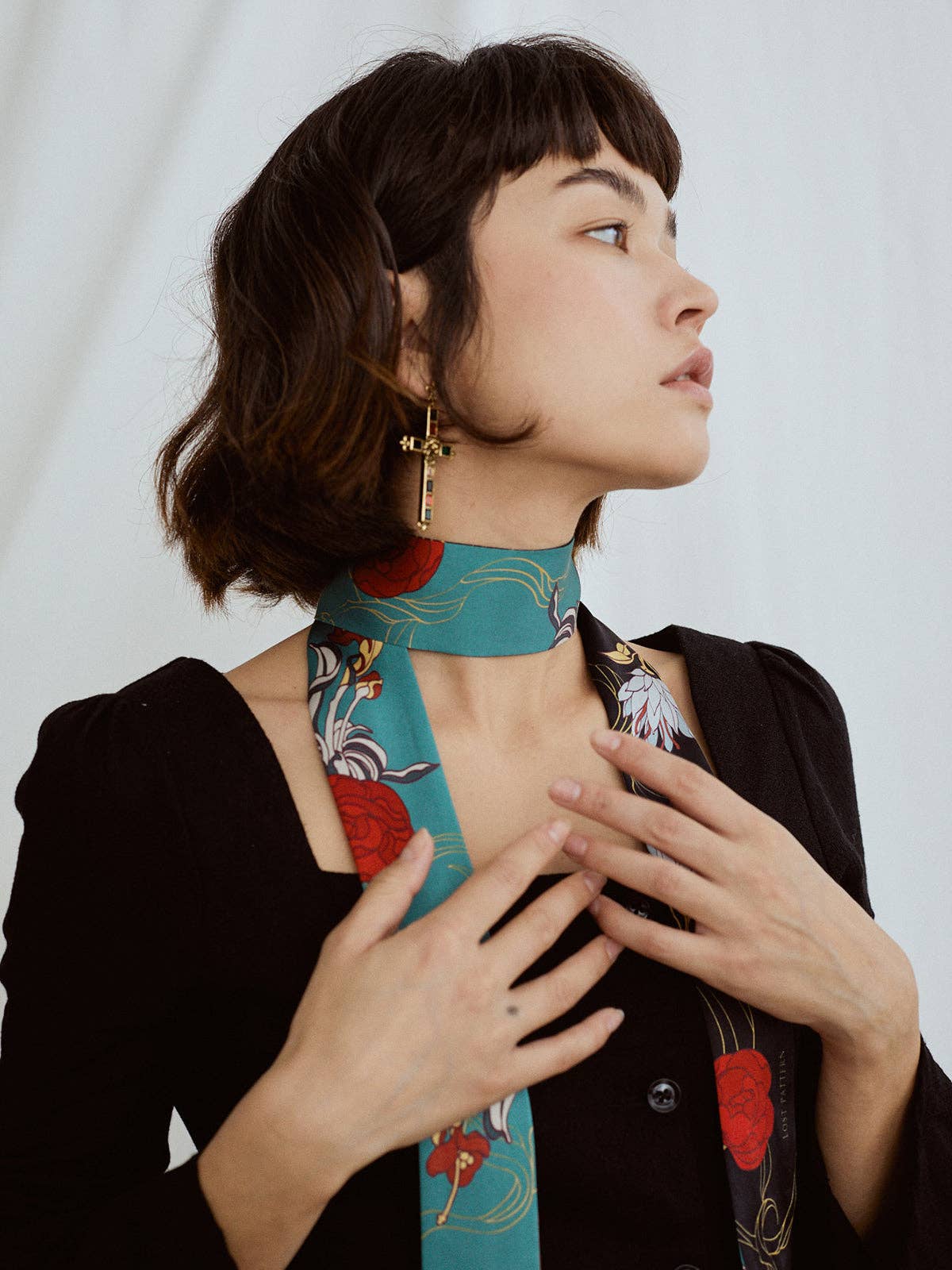 Dream Hunter Silk Skinny Scarf | Emerald Green