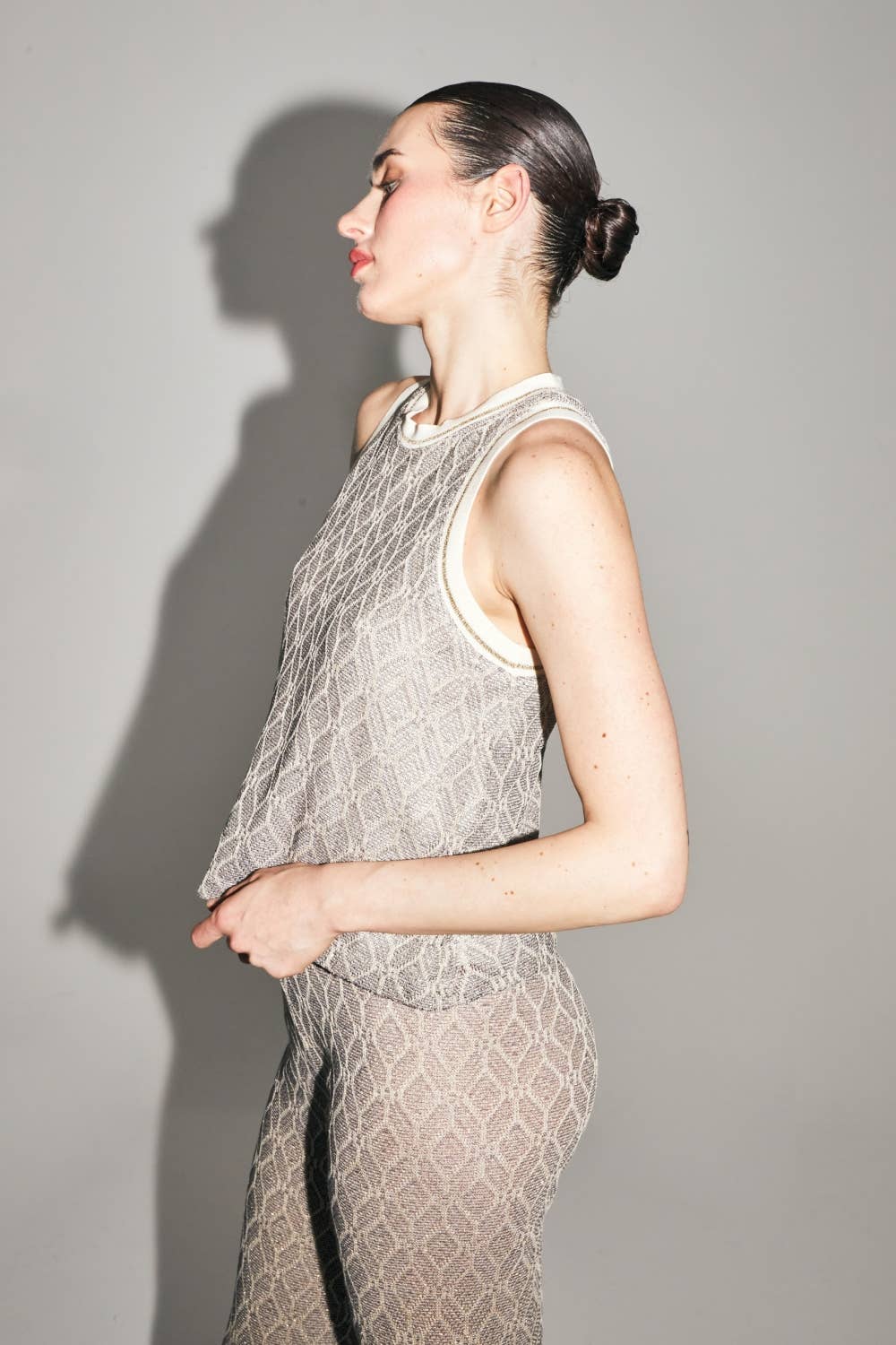 The Marika Top Geo Knit | Black + Gold