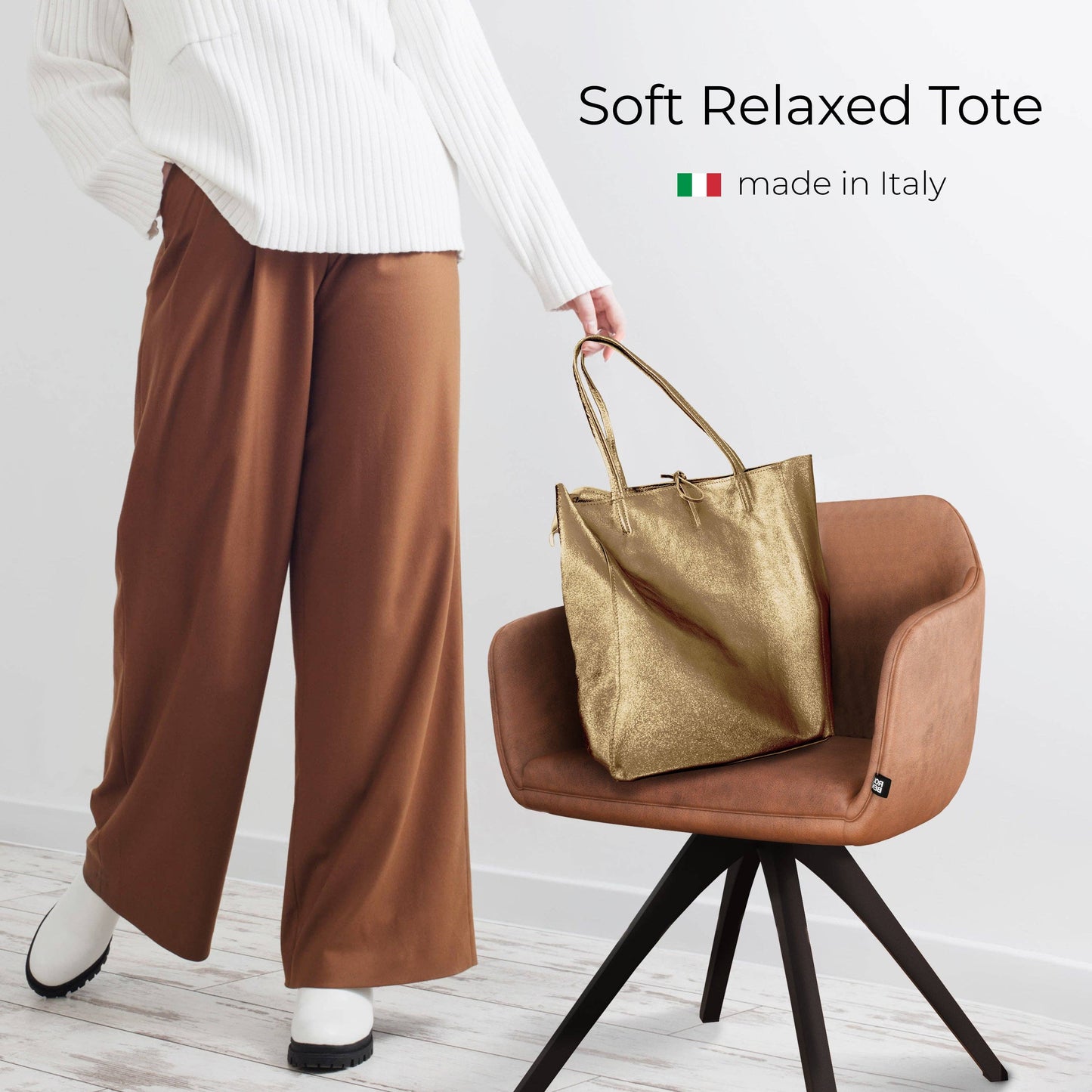 Italian Genuine Metallic Suede Tote Bag 201718