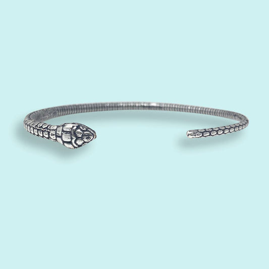 Silver Open Snake Bangle Bracelet