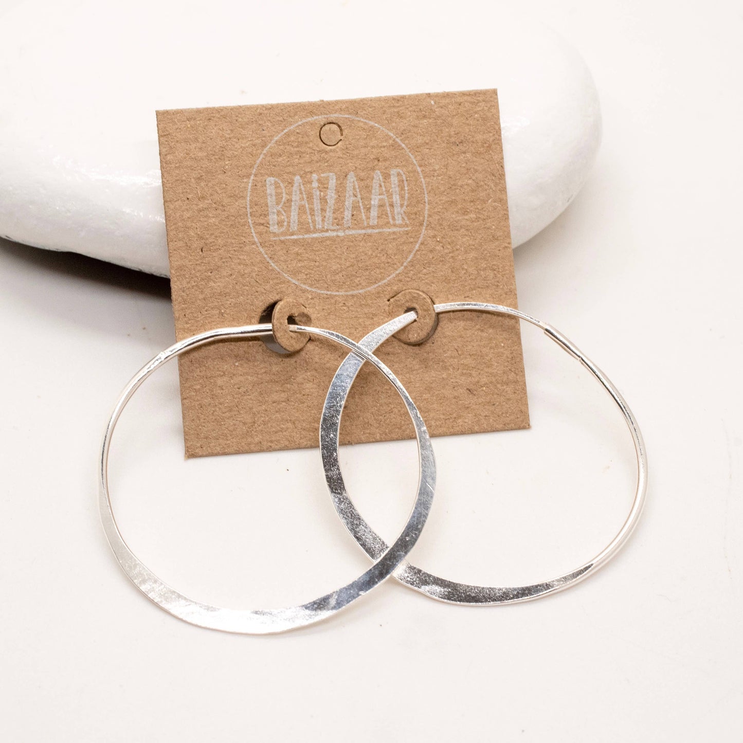 Sterling Silver Brushed Hoop Earring - BR6