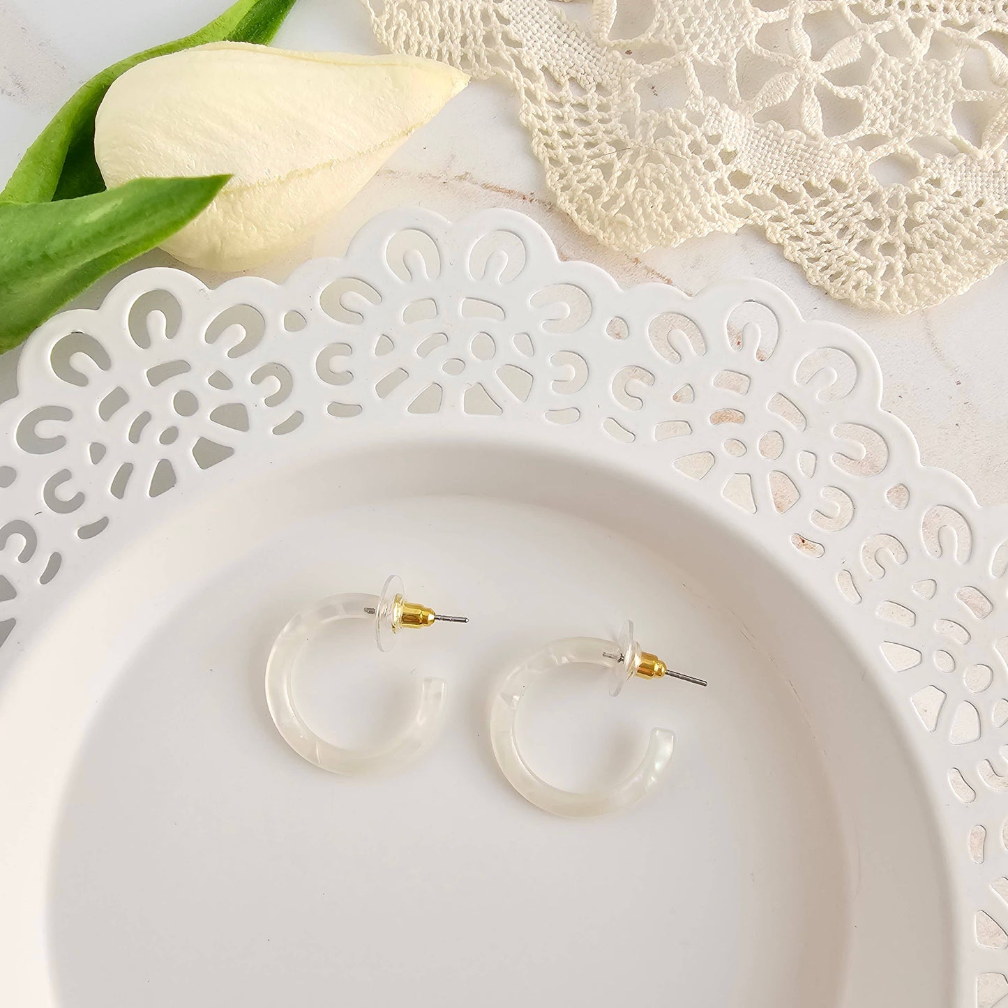 Cam Mini Hoops - Opalite // Spring Jewelry, Earrings