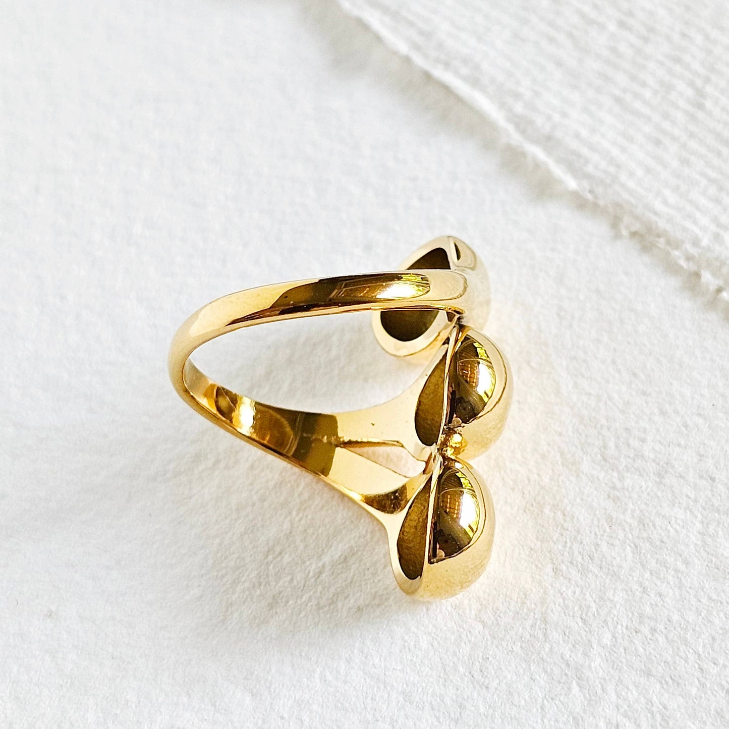 18k gold plated modern wrap 3 orb chunky bold ring #BX12