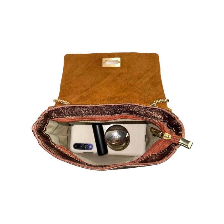 Women's Multicolored Leather Shoulder Bag with Shiny Effect