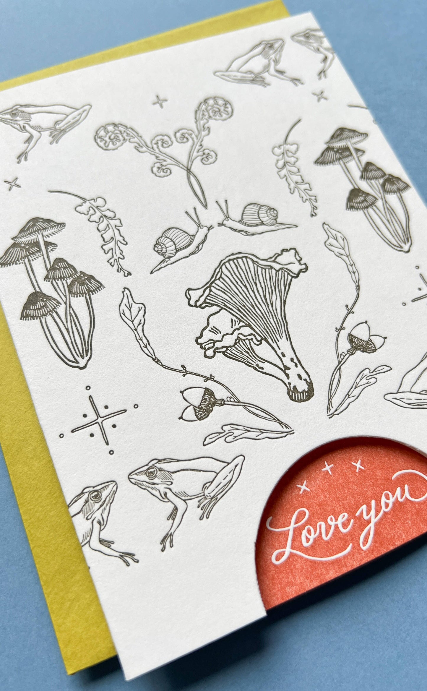 Mushroom woodland LOVE you card