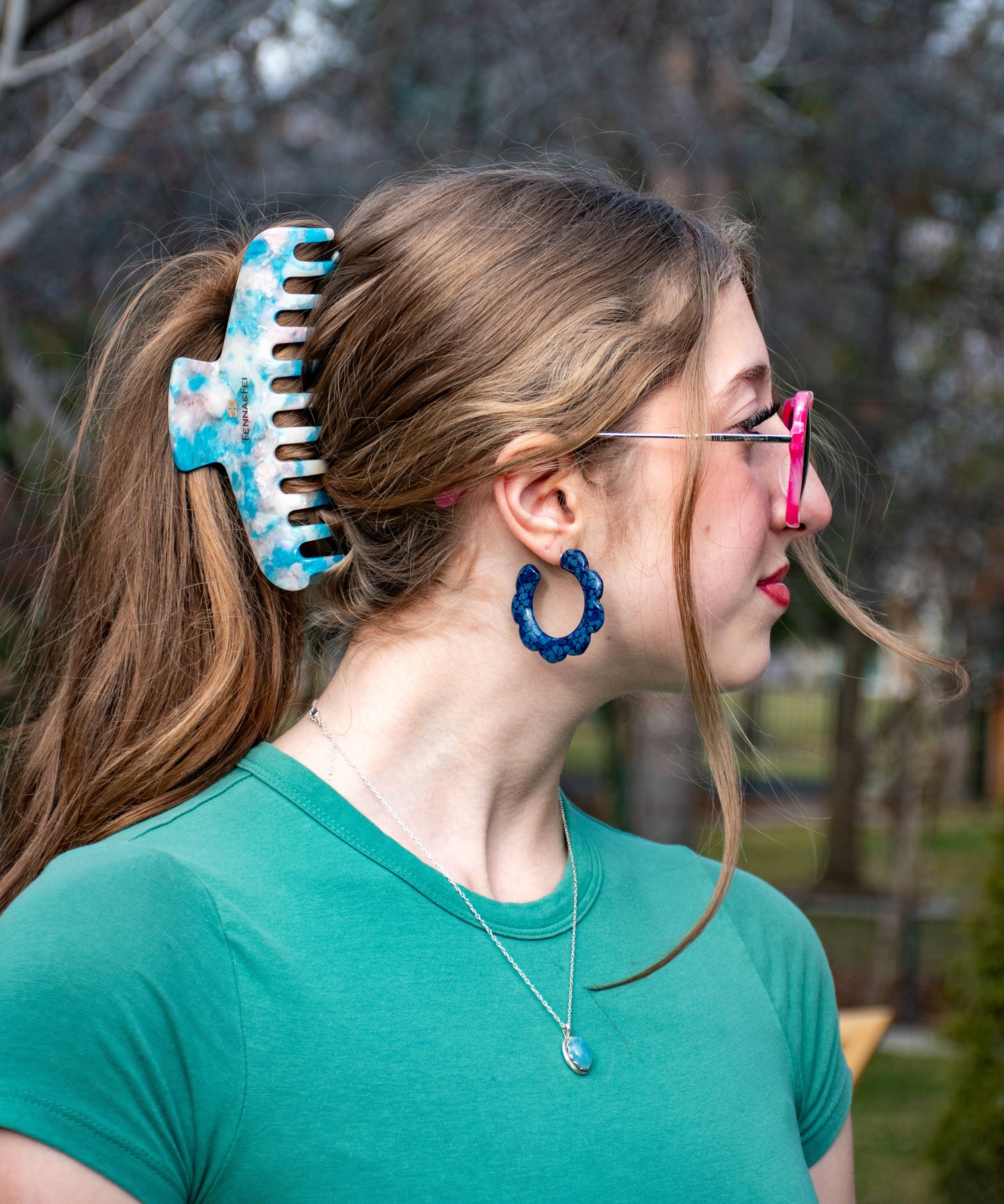 Glamour Grip XL Claw in Barite | Burnt Orange and Brown Tortoise | Italian Acetate Tortoise Shell XL Hair Clip