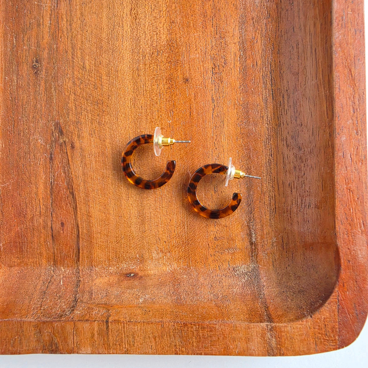 Micro Hoops - Amber Dot // Fall, Earrings, Jewelry, Acrylic