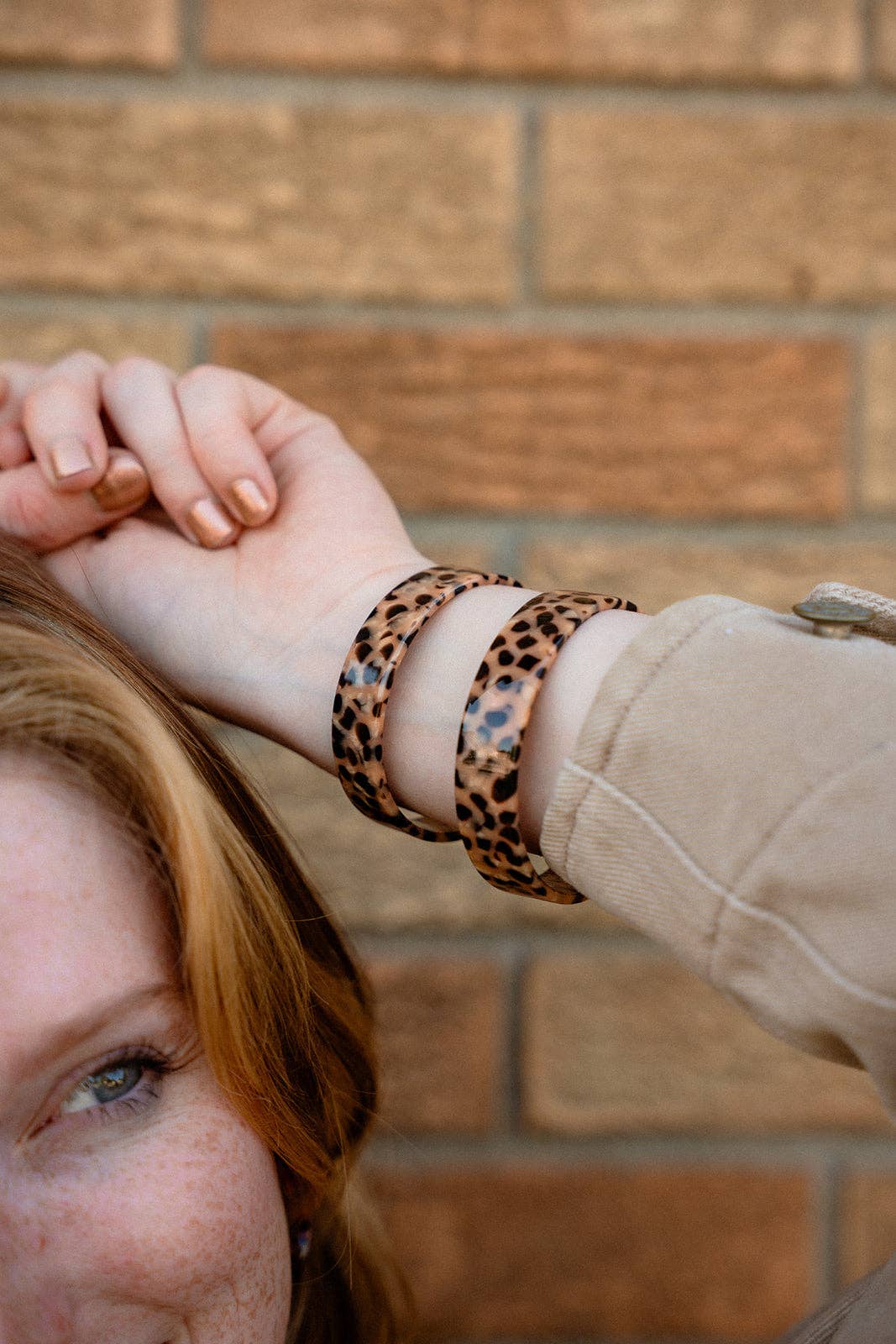 Brynn Bracelet - Cheetah - Standard // Acrylic Cuff Bangle