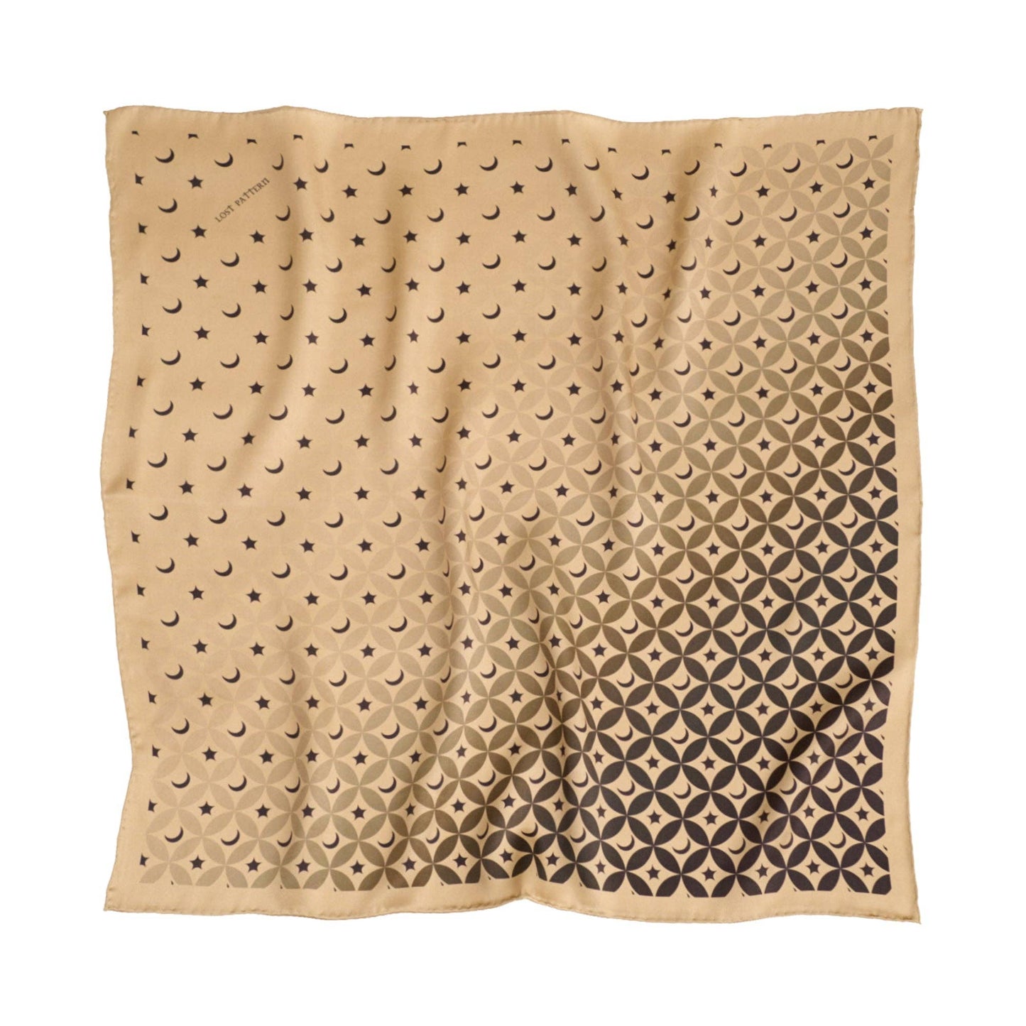 "Moonlit Stars" Silk Bandana Scarf - Gold
