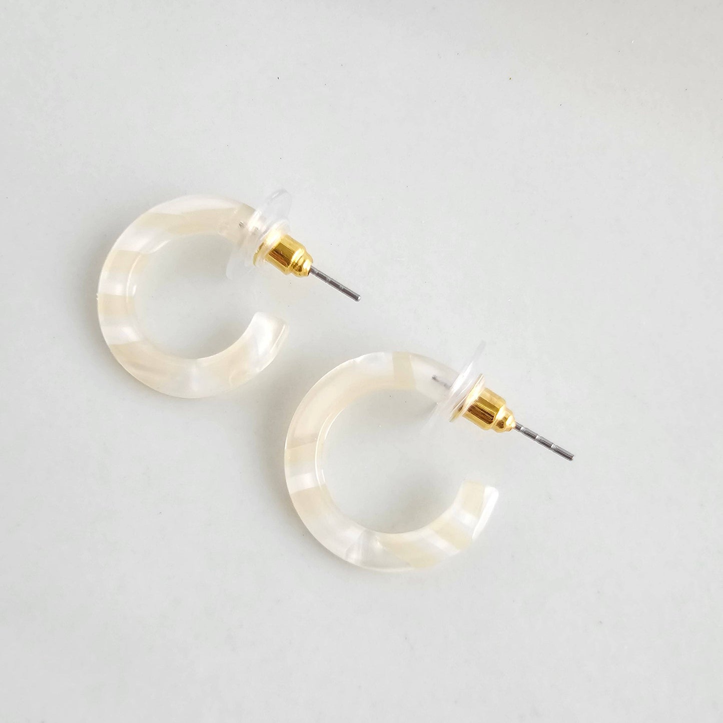 Micro Cam Mini Hoops - Ivory // Spring Summer Earrings