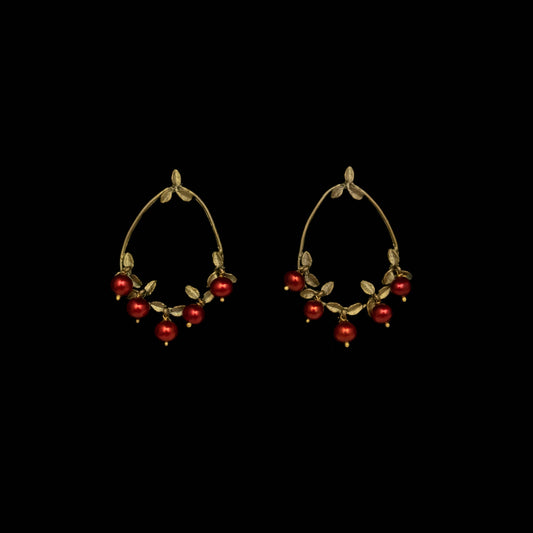 Cranberry Hoop Post Earrings