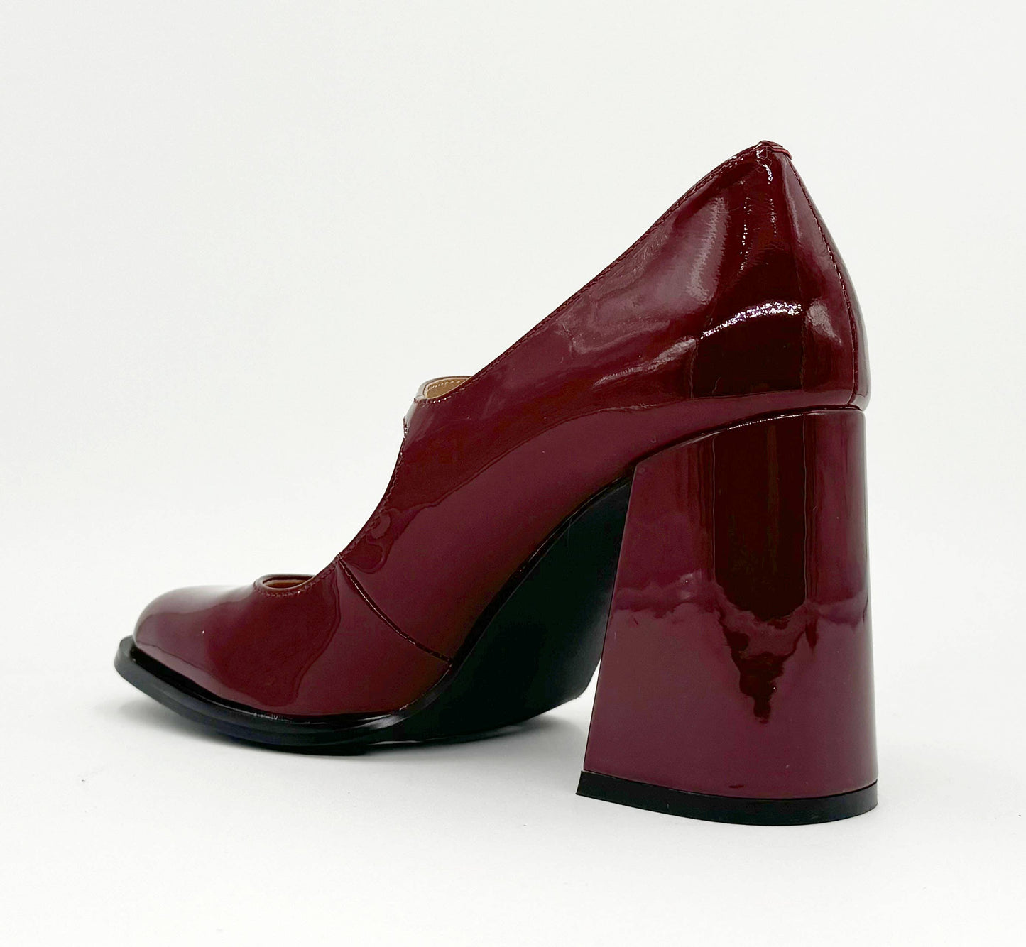 Jackie MaryJane Burgundy Patent Leather Heel
