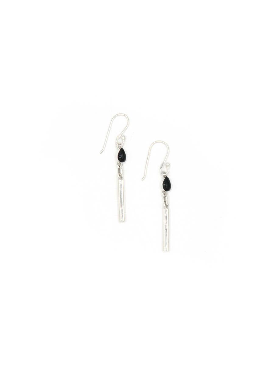 Black Onyx Drop Sterling Silver Earrings