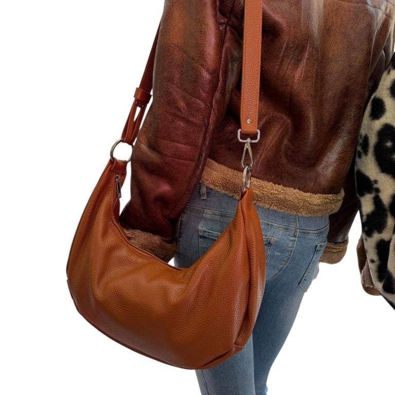 Italian Leather Crescent Design Shoulder Bag 58038