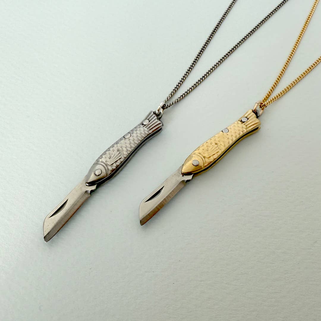 Small Gold Fish Knife Necklace
