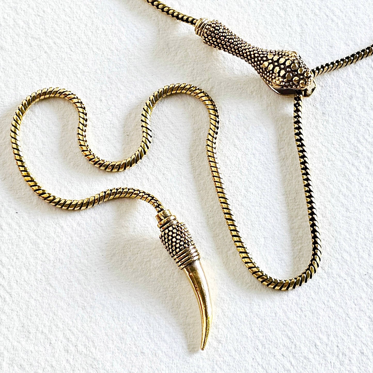 Brass snake chain serpent lariat long necklace #BX24