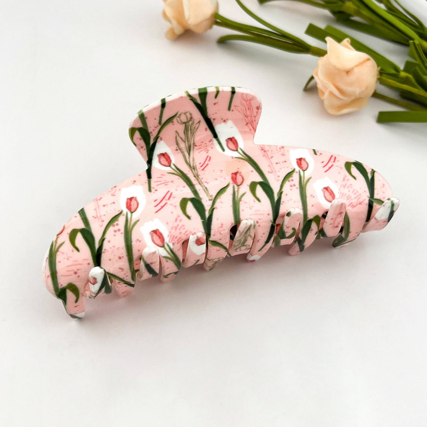 Romantic Pink Tulip Acetate Claw Clip-spring gift