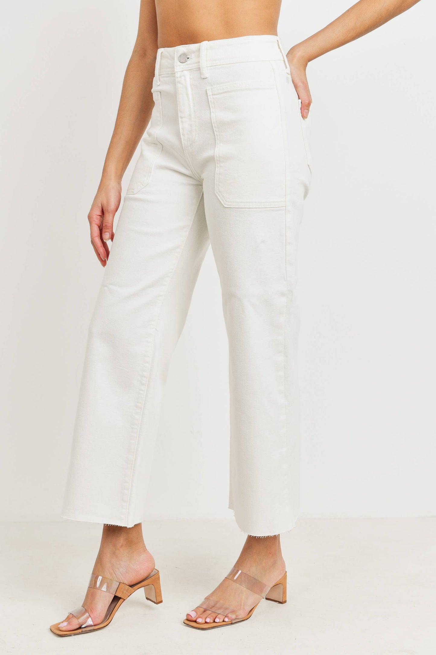 BP353J - OFF WHITE - High Rise Utility Wide Leg