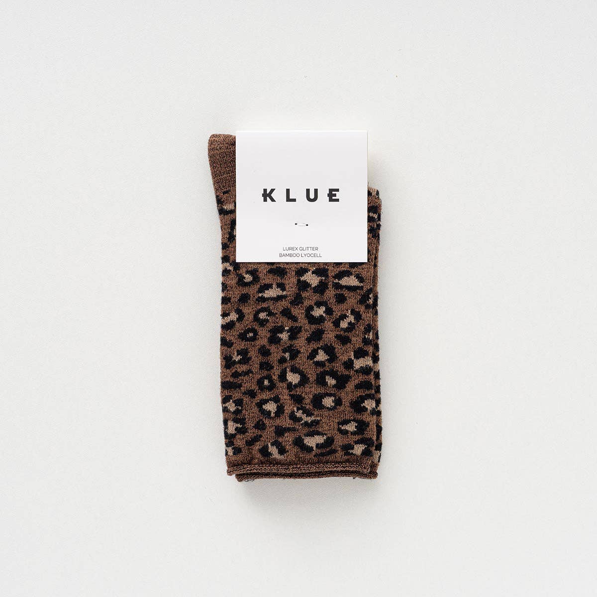 KLUE Glitter Lurex socks in eco-friendly Lyocell | Leopard brown