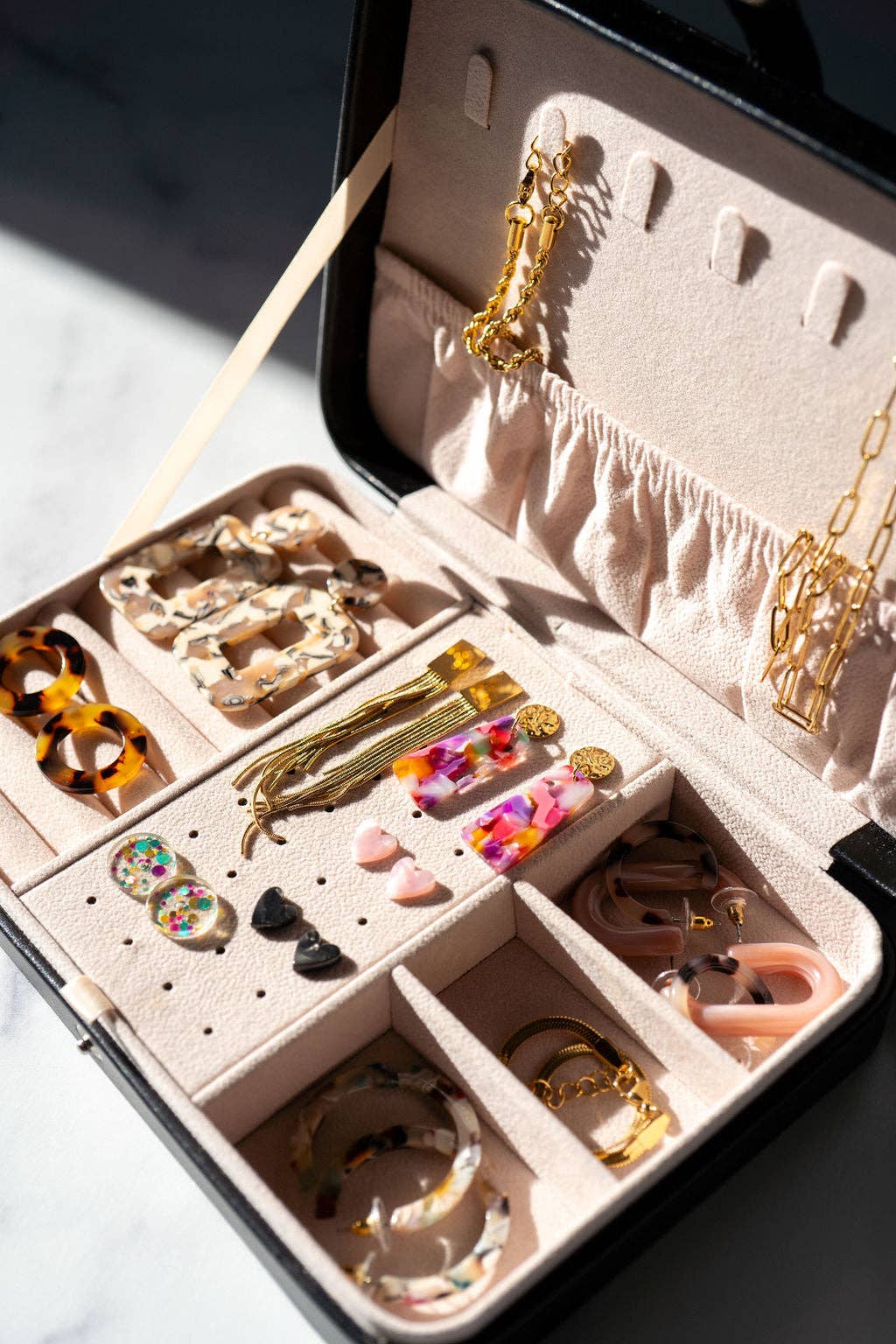Jewelry Travel Case Box - Black // Gift, Storage