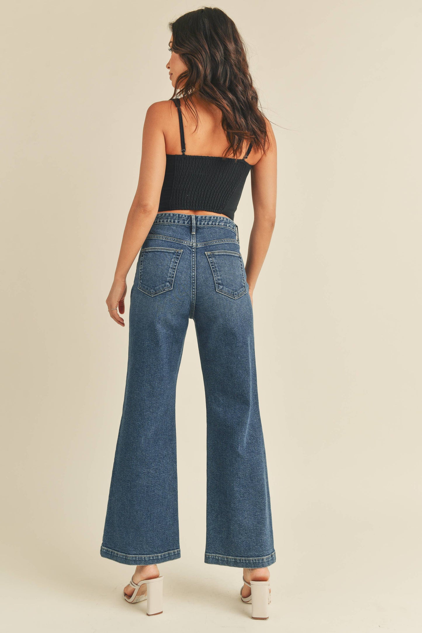 Patch Pocket Wide Leg Jeans