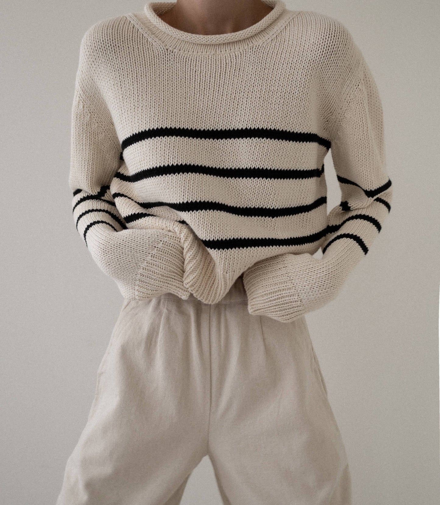 Cropped Field Sweater - Stripe