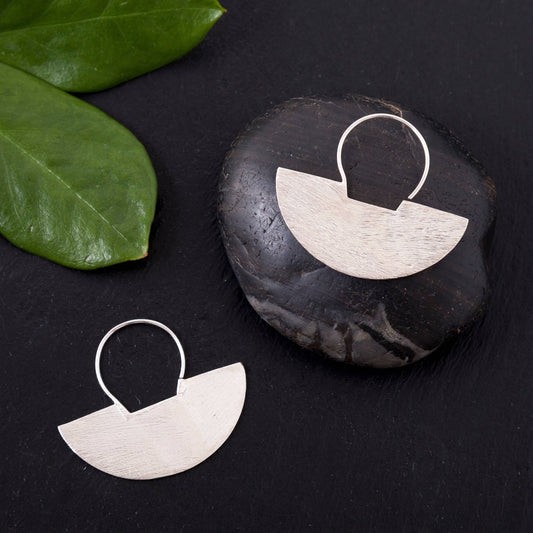 Sterling Silver Brushed Ark Earring