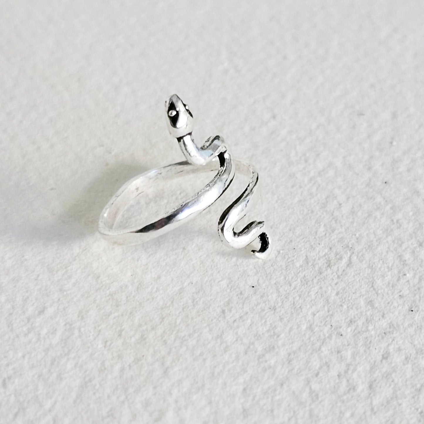 Silver snake serpent cobra ring adjustable handmade