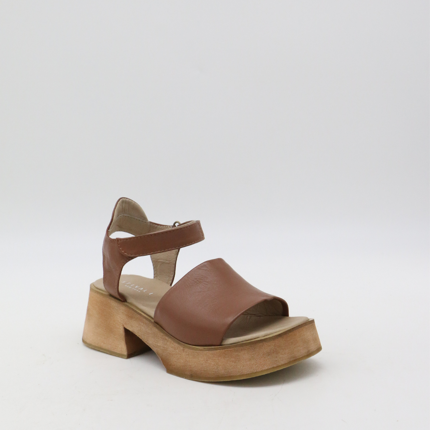 Tribe clog-inspired platform strap-on sandals in tan leather