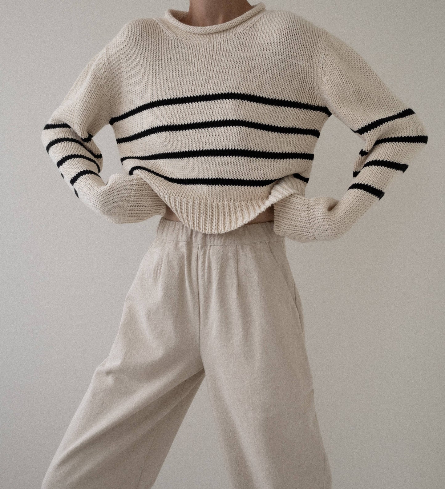 Cropped Field Sweater - Stripe