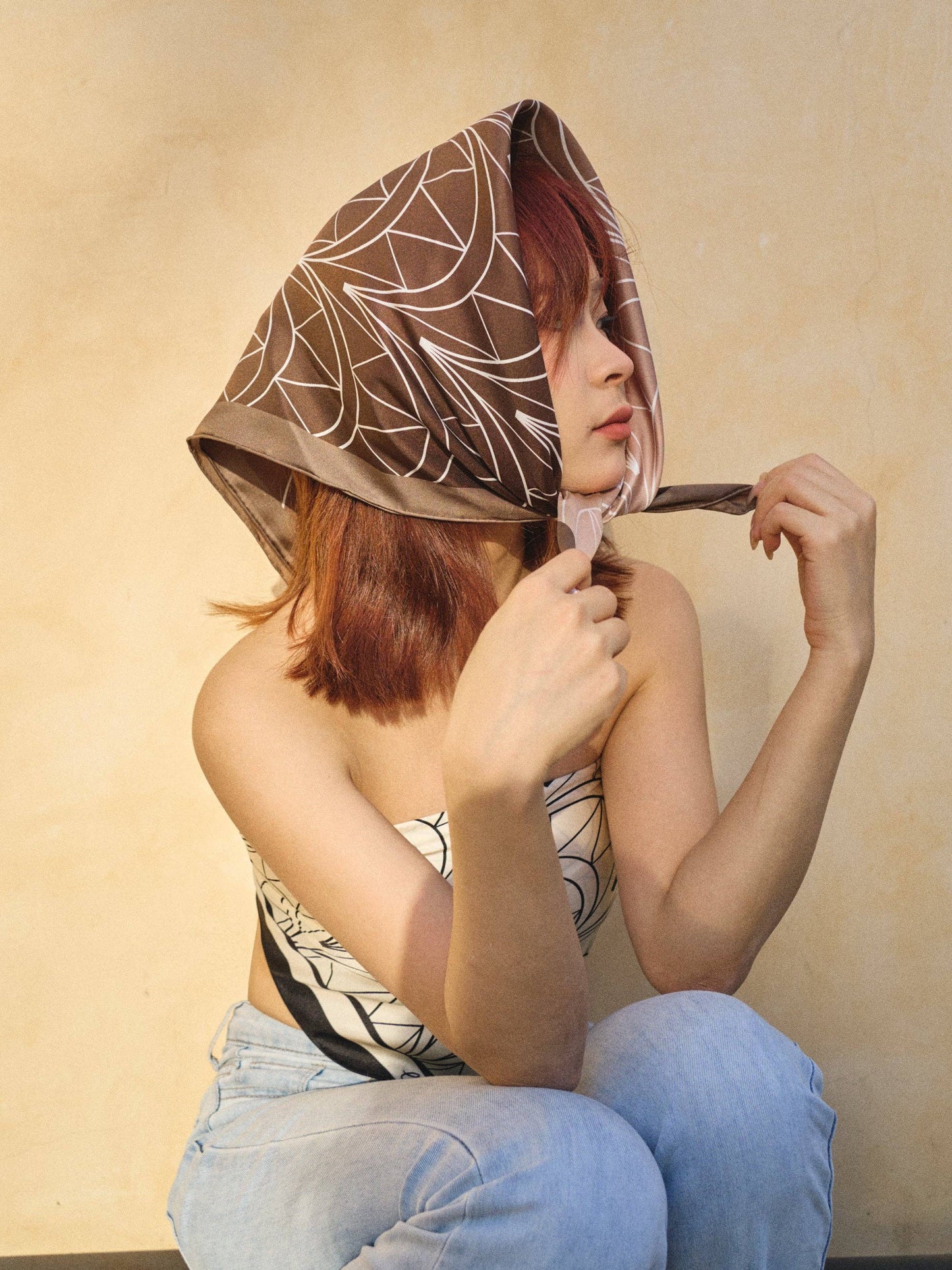 "Chrysler" Silk Bandana Scarf - Dusk Copper