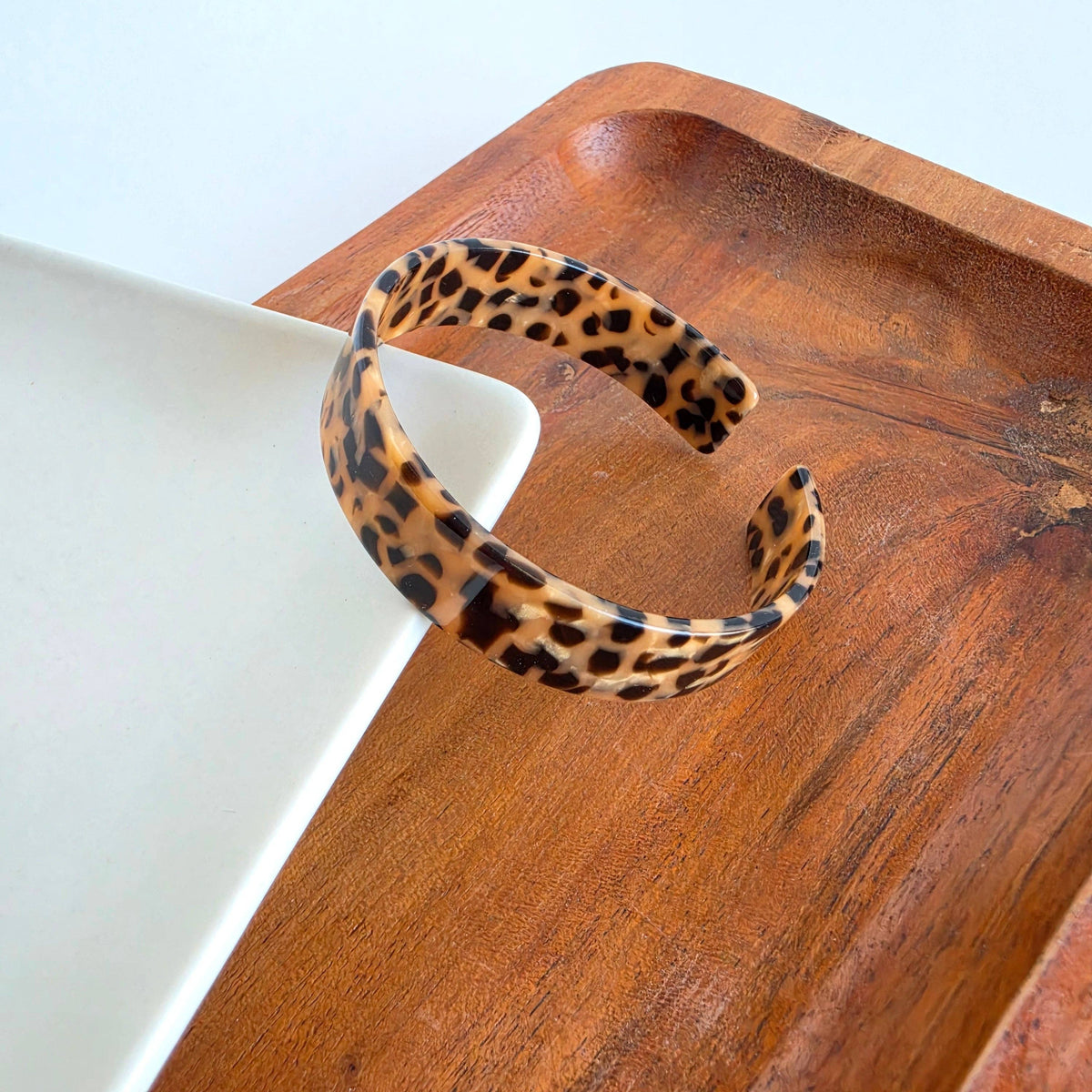 Brynn Bracelet - Cheetah - Standard // Acrylic Cuff Bangle