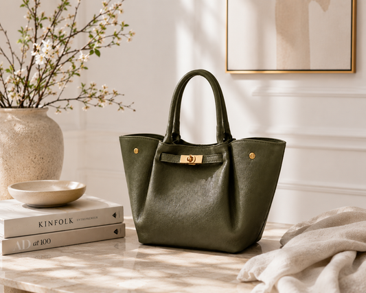 Yara Khaki Leather Handbag – Made in Italy