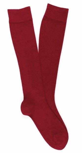 KLUE Cotton Knee High plain socks | BURGUNDY