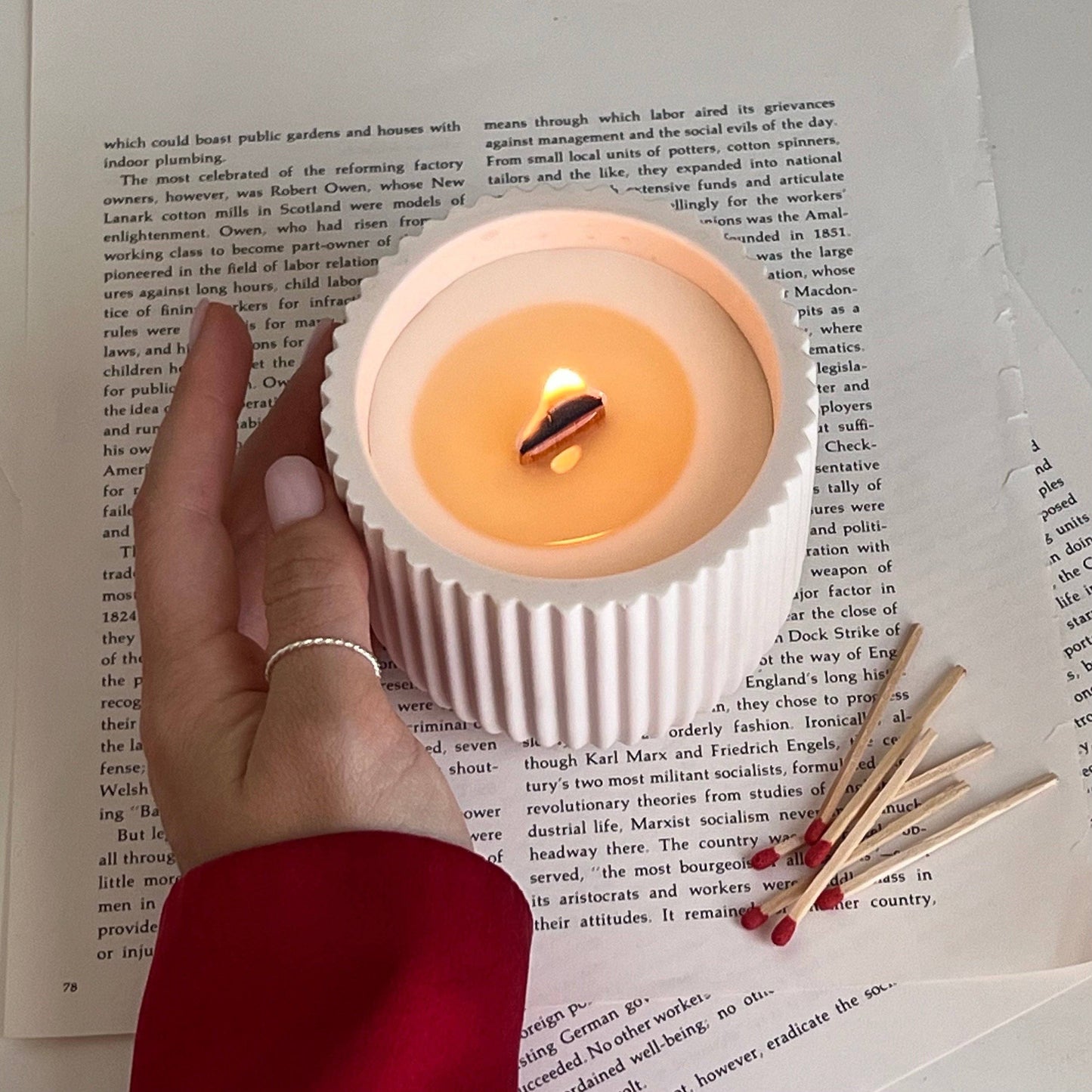 Ribbed Jar Soy Wax Wood Wick Candle