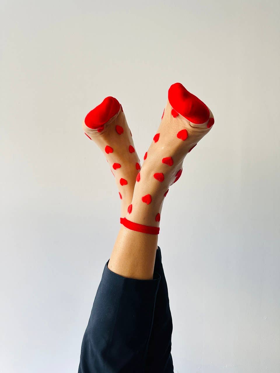 Laure socks with red hearts - ankle socks