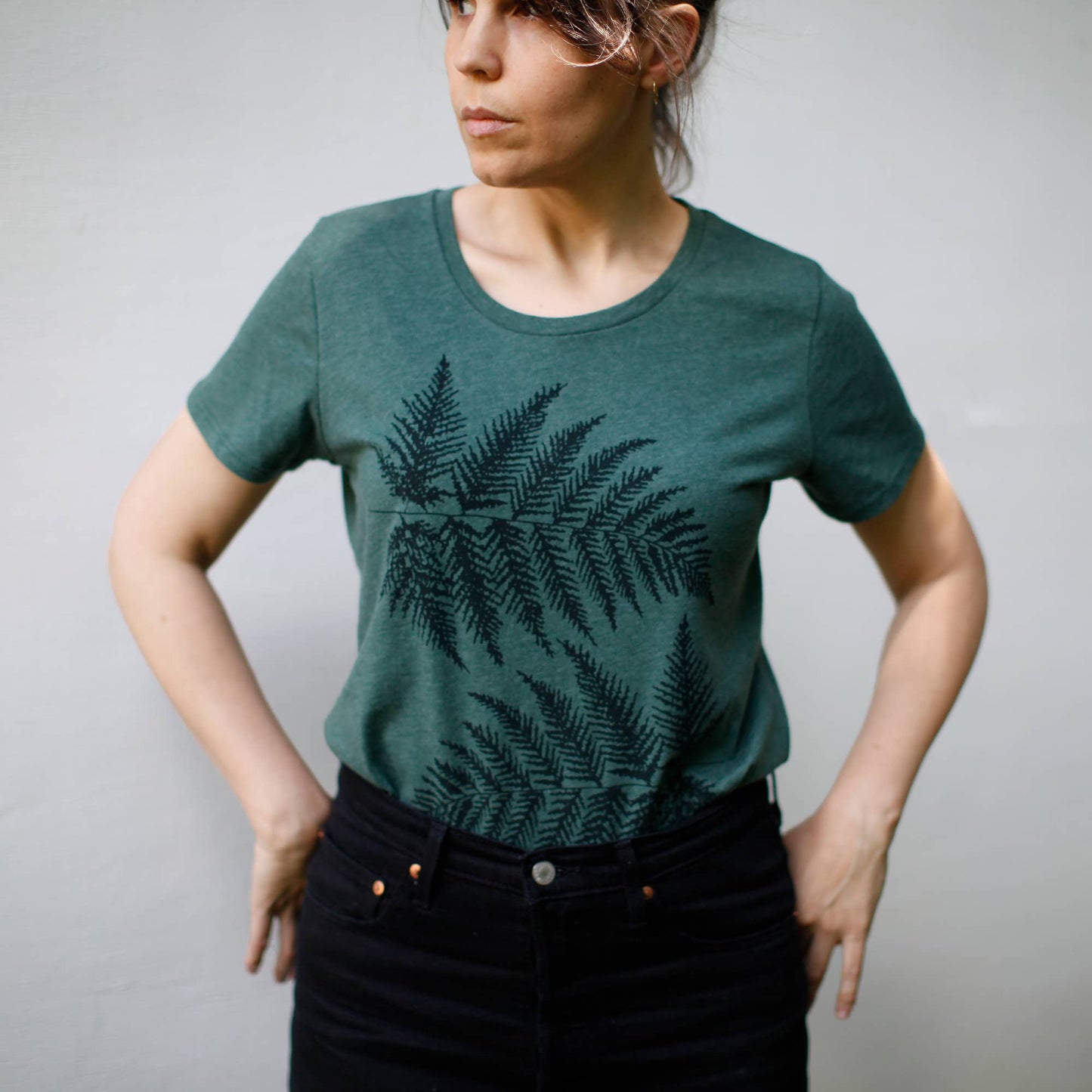 Fern Leaves Womens Tee Shirt Forest Green