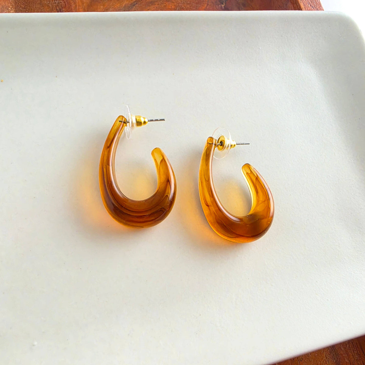 Julie Hoops - Amber // Fall, Resin, Jewelry, Earrings