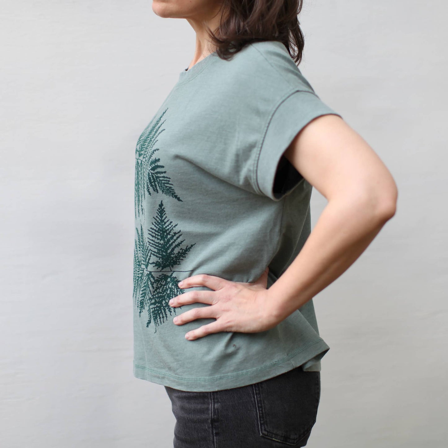 Fern Leaves Women's Loose Fit Boxy Tee Green