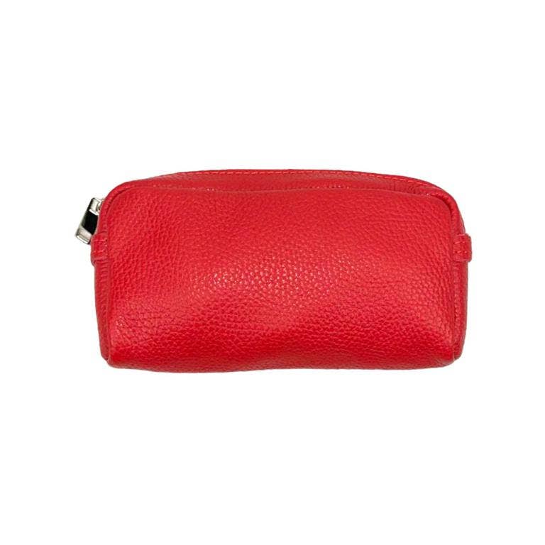 Women's High Quality Zippered Leather Toiletry Bag on Sale