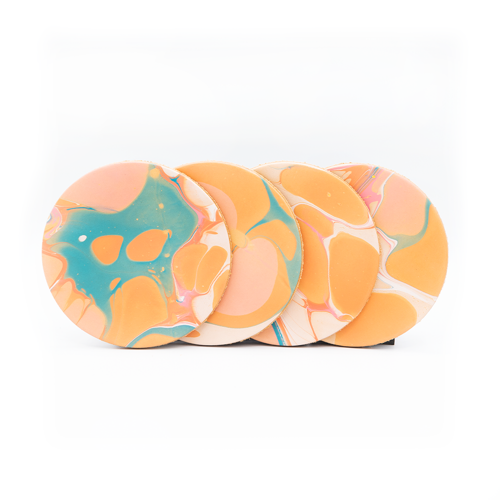 Coaster Set - Marbled Colorful