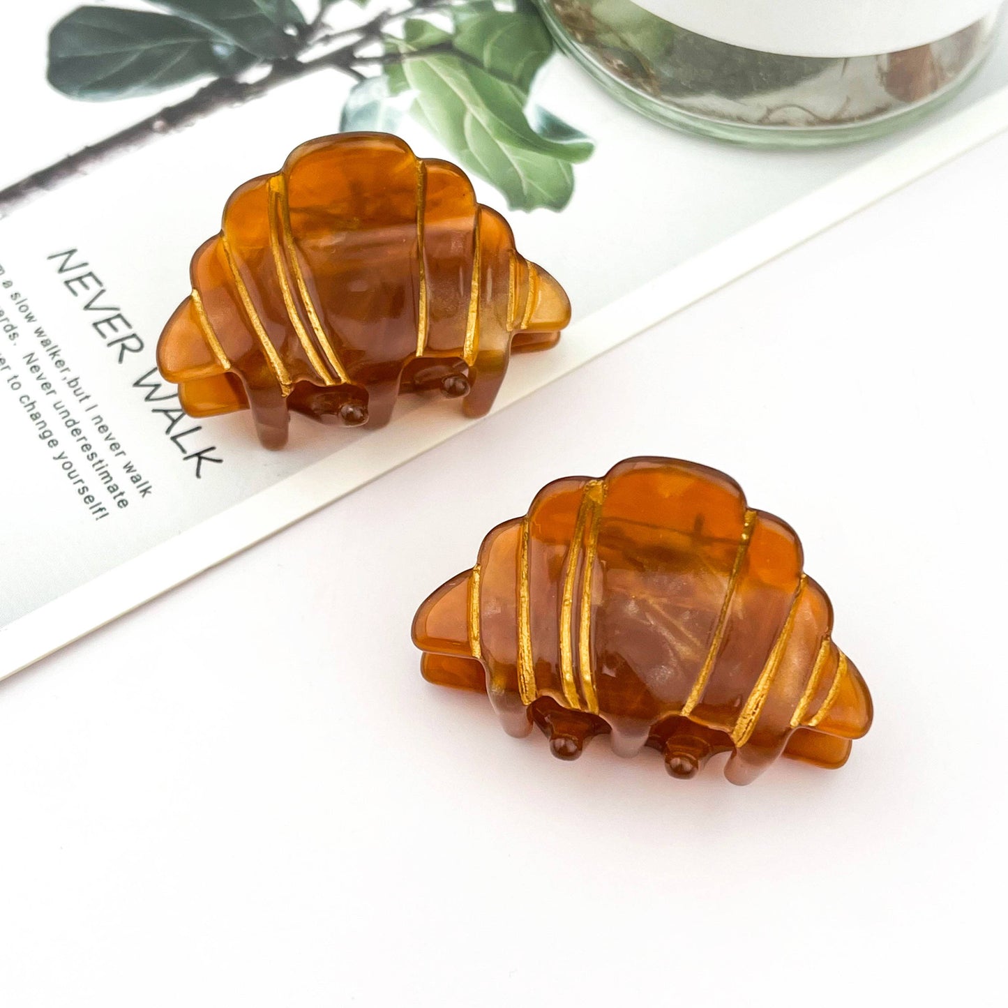 Mini Cute Croissant Hair Claw Clip