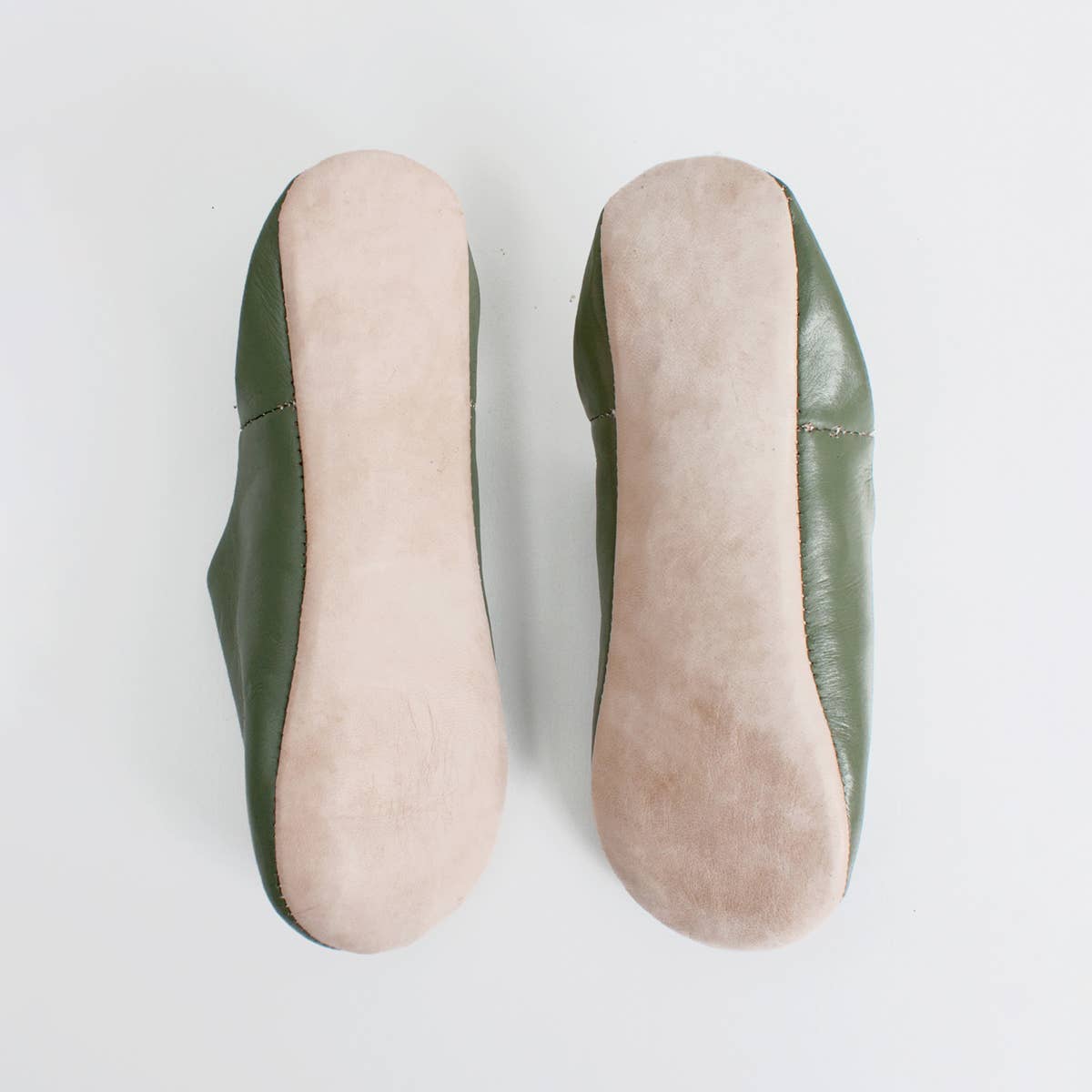 Moroccan Leather Slippers | Olive