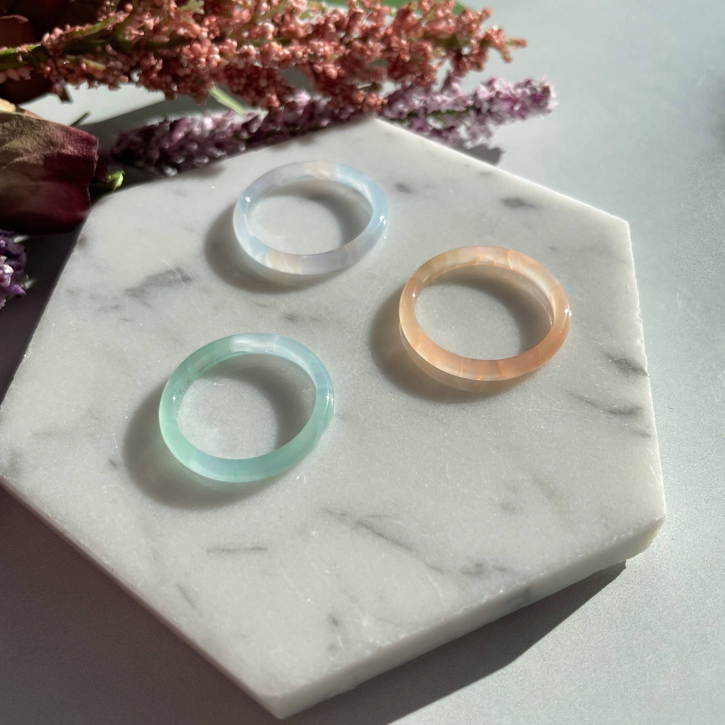 Spring Round Ring Collection Resin Stacking Rings