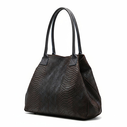 Italian Chocolate Python-Embossed Leather Bag