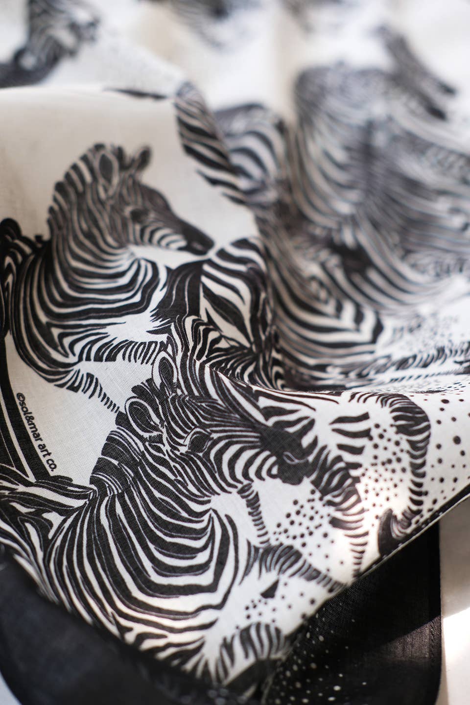 Zebra, "New Beginning" Bandana Scarf (B&W)