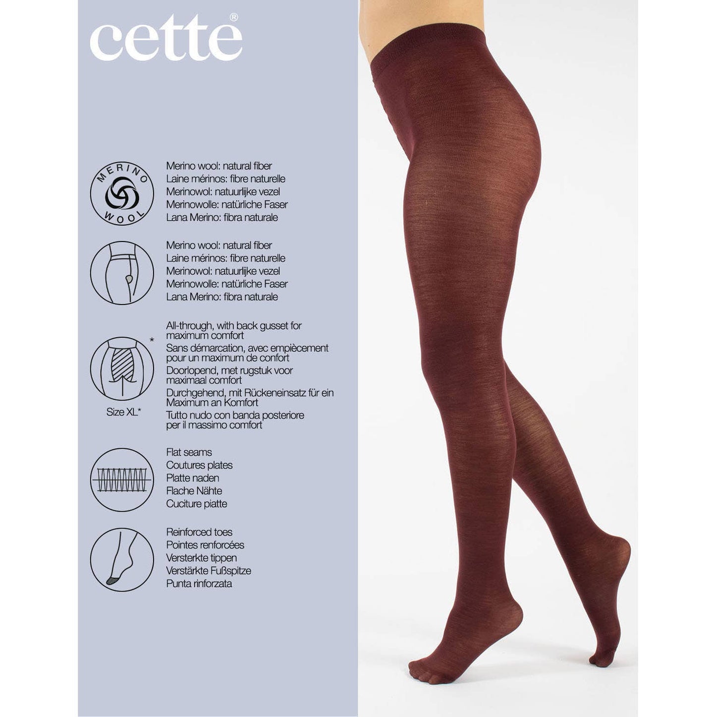 Merino Wool Tights 100 DEN, winter opaque tights