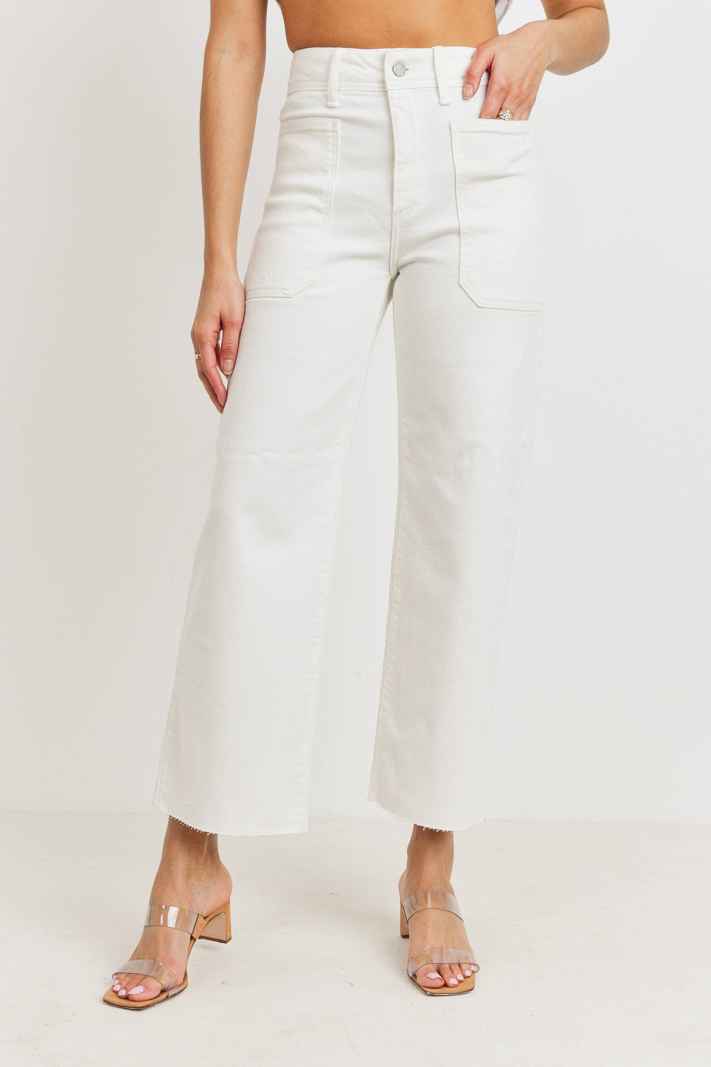 BP353J - OFF WHITE - High Rise Utility Wide Leg