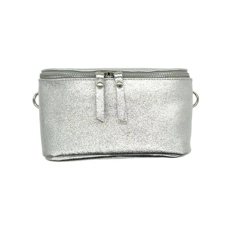 Italian Leather Metallic Crossbody/Waist Bag