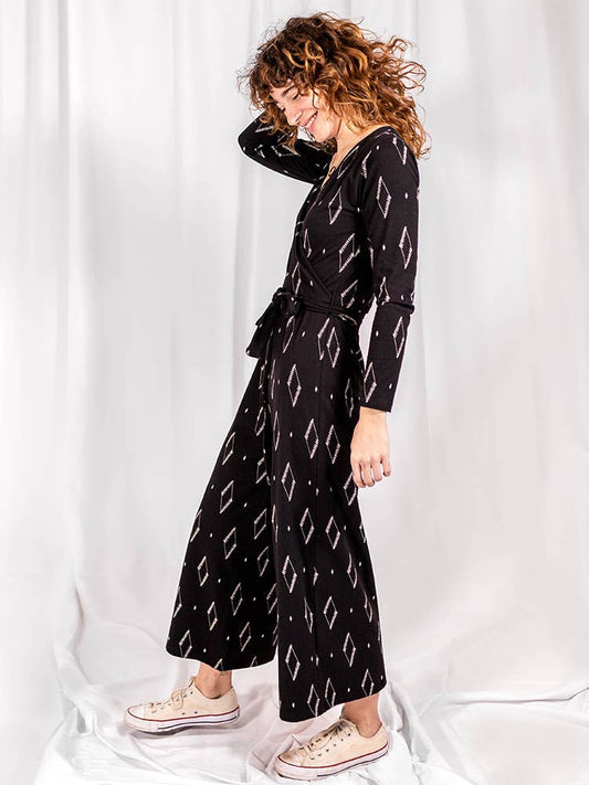 Rita Long Sleeve Jumpsuit Diamond Vine Black